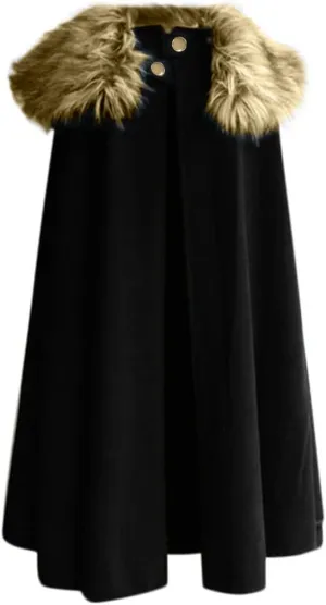 Women Hooded Poncho Cape Vintage Plus Size Outwear Winter Trench Coat Open Front Wool Blend Cardigan Jacket Cloak