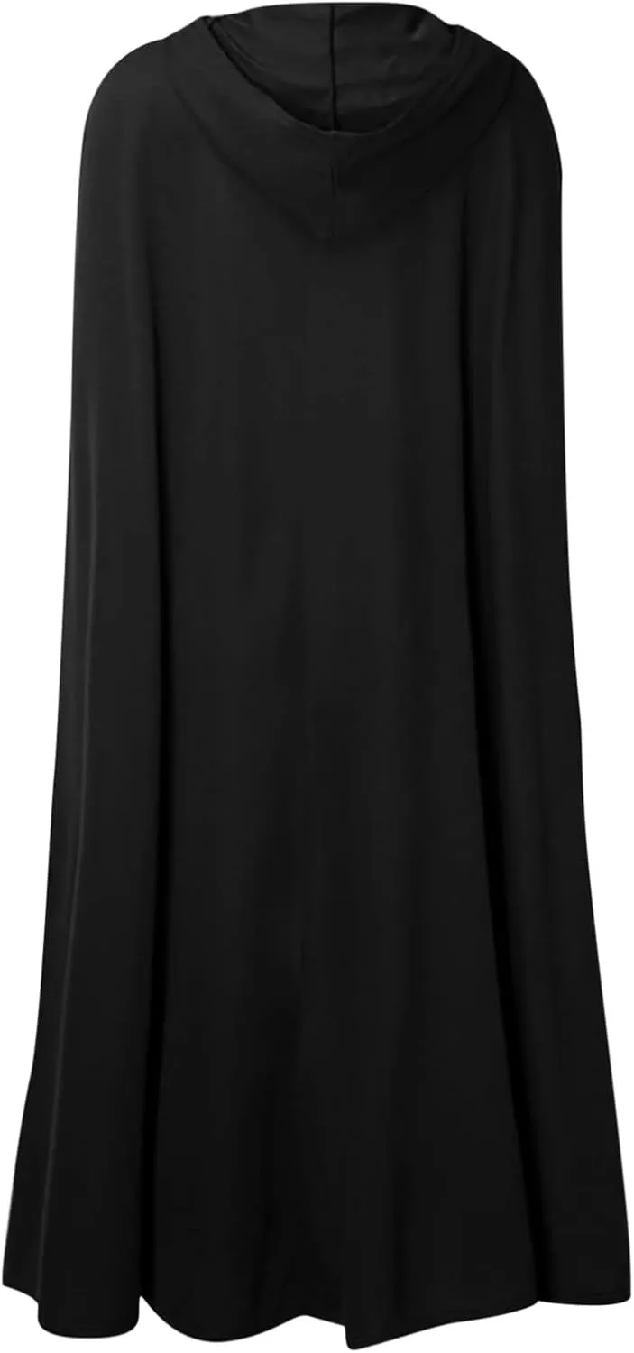 Women Hooded Wool Blend Maxi Long Cape Poncho Maxi Cloak Coat Fall Winter Trench Coat Robe Gothic Plus Size Clothes