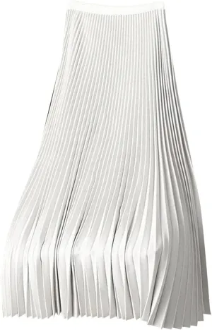 Women Satin Pleated Midi Skirts Elastic High Waisted Plus Size Boho Skirt Elegant Stretch A Line Long Dress