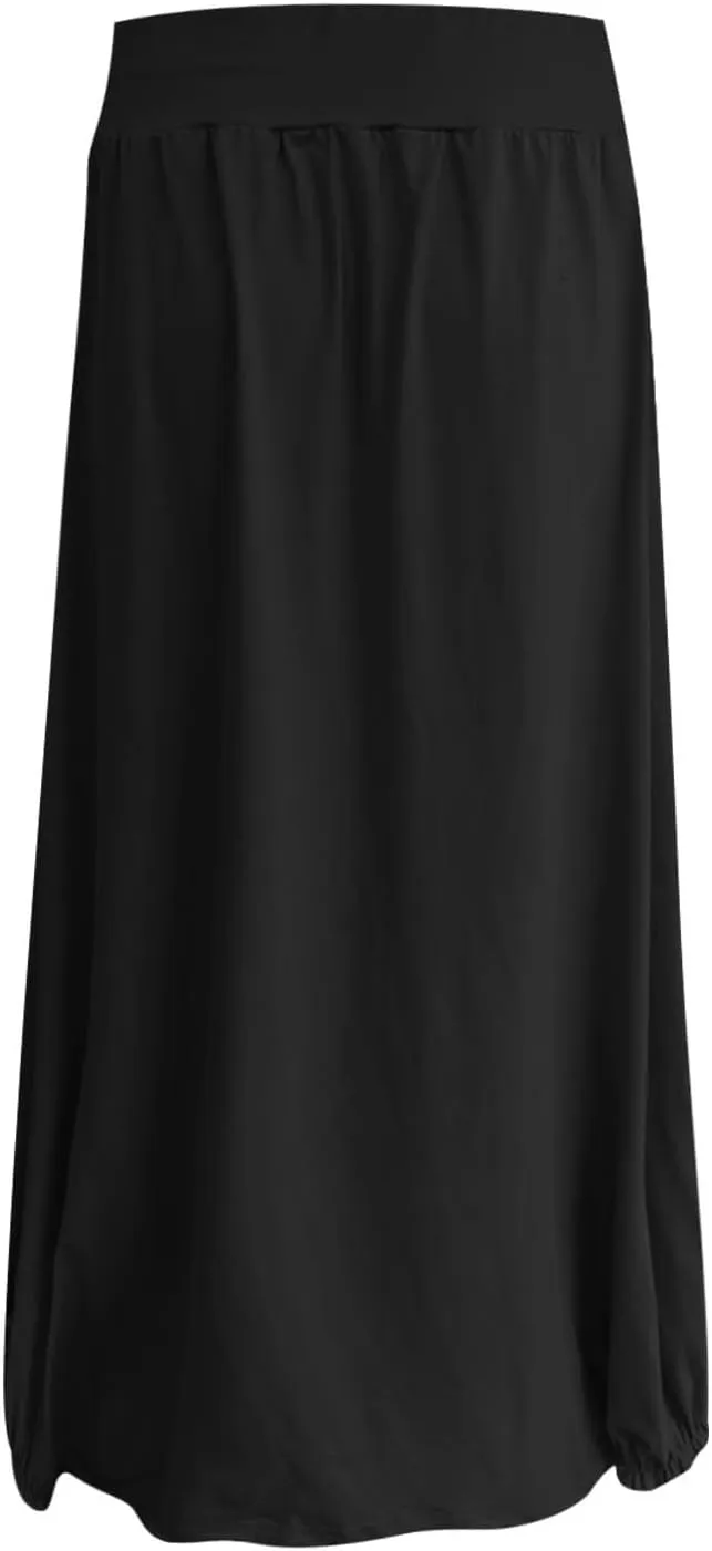 Women Summer Long Maxi Skirts Elastic High Waisted Ankle Length Boho Skirt 2025 Trendy Vacation Dress with Pockets