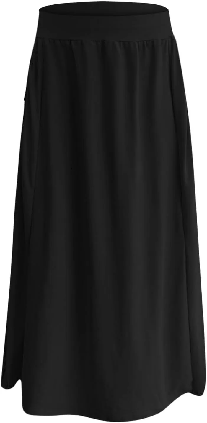 Women Summer Long Maxi Skirts Elastic High Waisted Ankle Length Boho Skirt 2025 Trendy Vacation Dress with Pockets