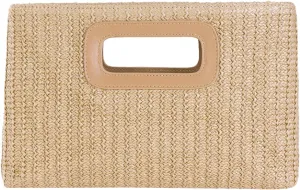 Women Top Handle Handbag Chain Crossbody Bag 2025 Summer Raffia Straw Clutch Beach Vacation Evening Square Purse