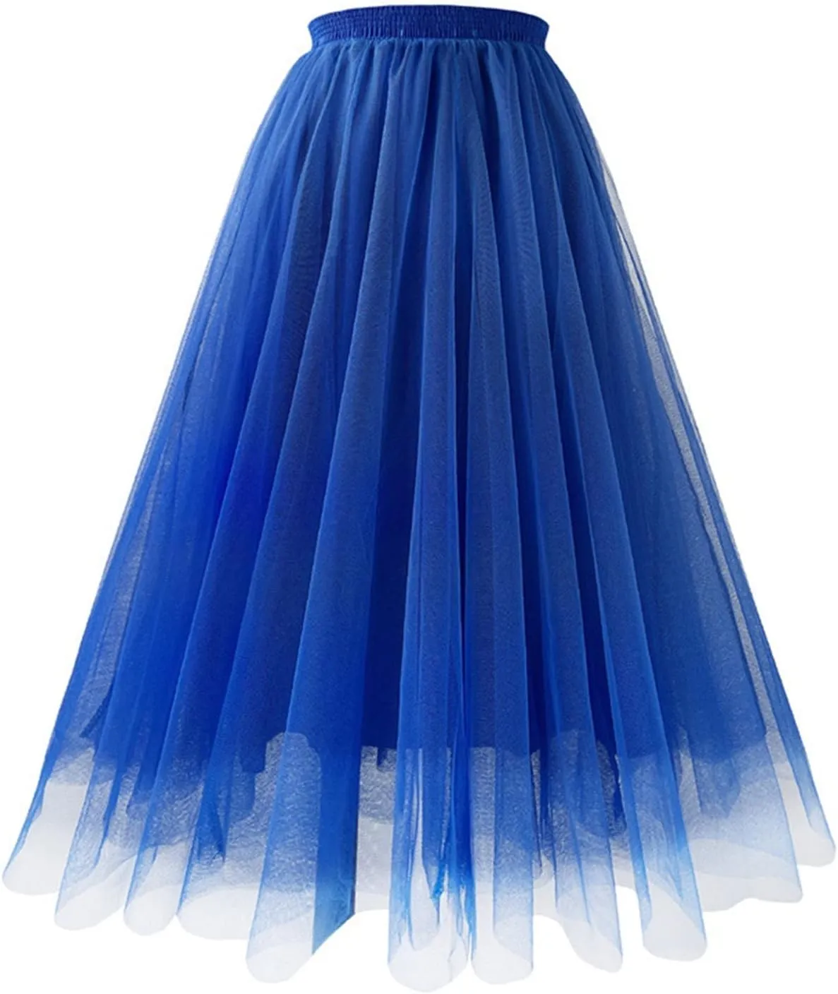 Women Tutu Knee Length Skirts High Waisted Stretch Plus Size Tulle Party Maxi Skirt Layered Pleated Summer Dress