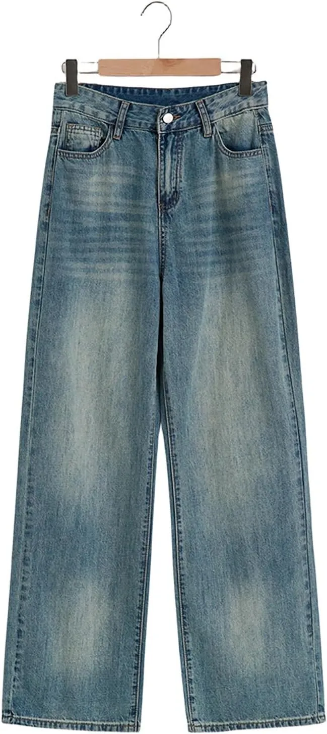 Women Wide Leg Jeans Casual Baggy Stretchy Bootcut Boyfriend Denim Pants Trendy High Waisted y2k Long Trousers