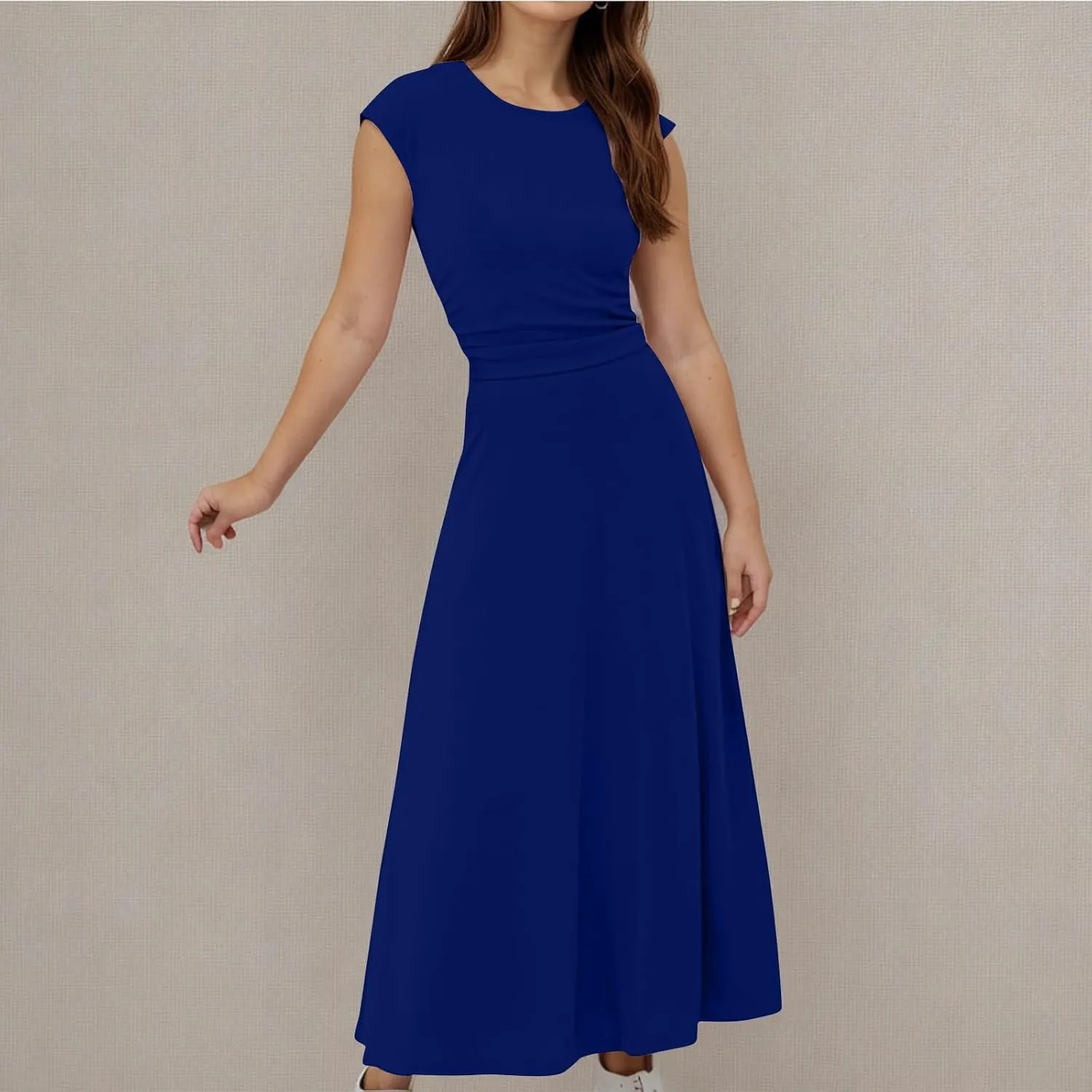 Women's 2 Piece Outfits Dressy Casual Ribbed Knit Short Sleeve Crop Tops Maxi Flowy Skirts Matching Sets