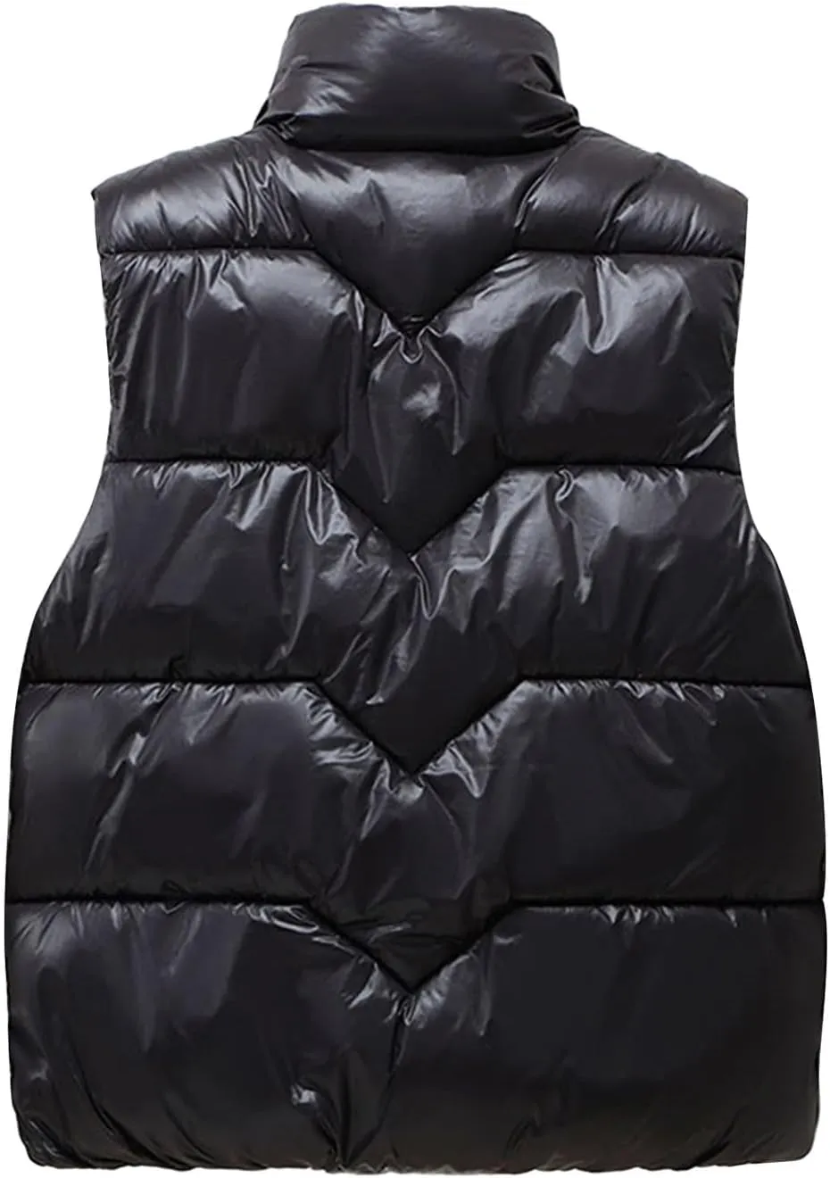 Womens 2024 Fall/Winter Puffer Vest Padded Cold Proof Quilted Jackets Full Zip Warm Down Vest with Zip Pockets