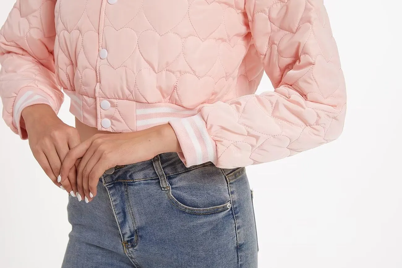 Women's Baseball Varsity Jacket Cropped Bomber Quilted Jackets Vintage Casual Lightweight Crop Top Coat