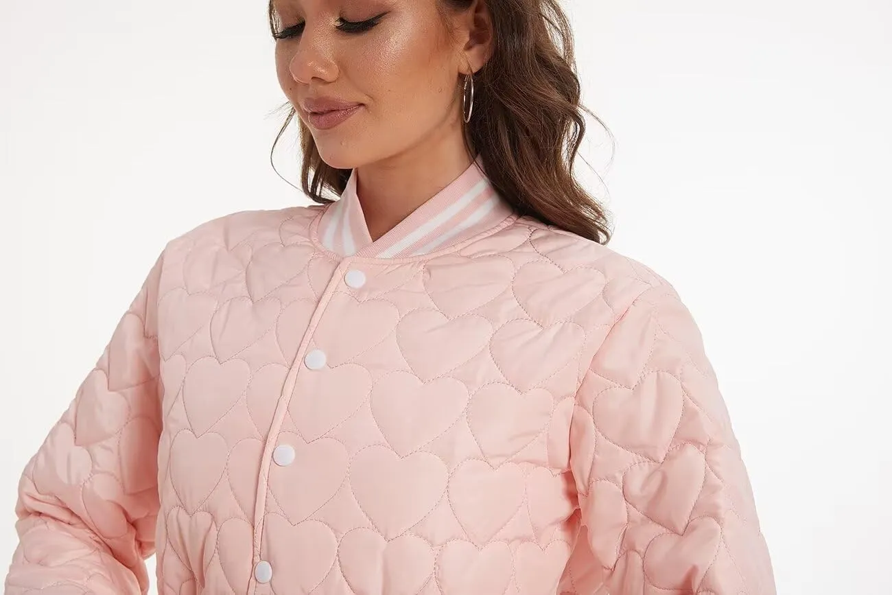 Women's Baseball Varsity Jacket Cropped Bomber Quilted Jackets Vintage Casual Lightweight Crop Top Coat