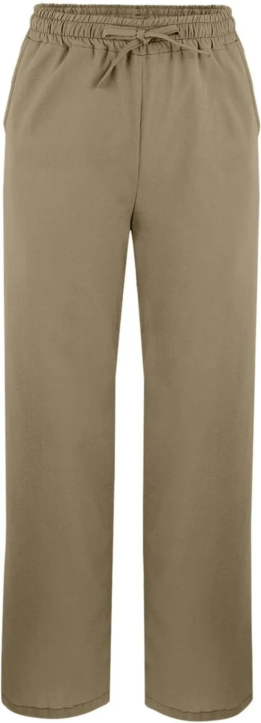 Womens Capris Casual High Waist Drawstring Split Hem Linen Pants 2025 Summer Plus Size Cropped Trousers