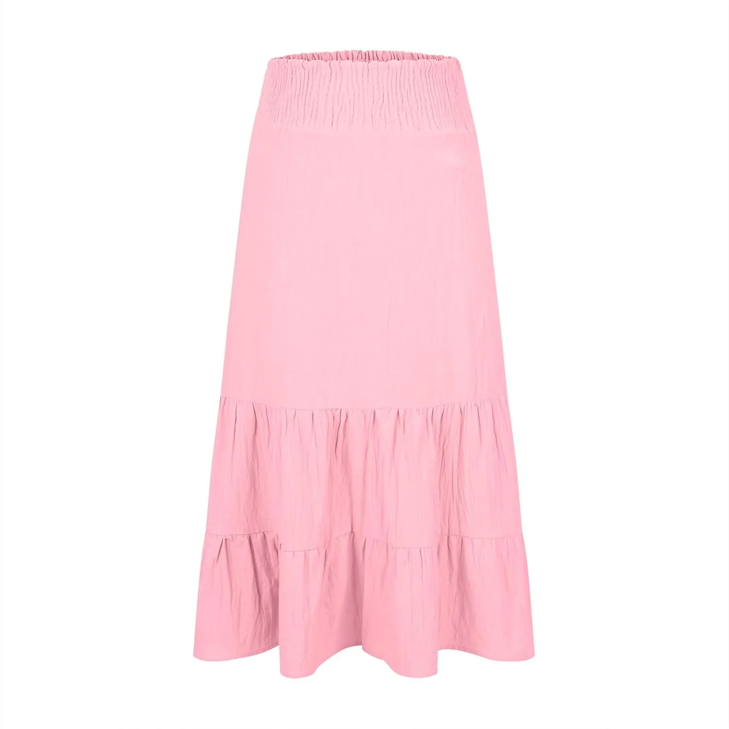 Women's Casual Boho Ankle Length Skirt Flowy High Waisted Tiered Ruched Maxi Skirts 2025 Trendy Summer Beach Dress