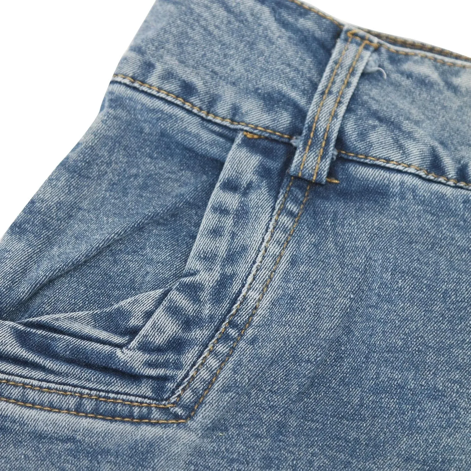 Women's Casual High Waisted Denim Skirts Stretch Knee Length Slim Fit Pencil Jean Skirt Wrap Bodycon Dress