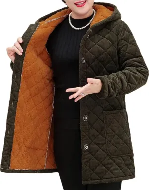 Women's Cotton Coat Plush Warm Parkas Long Hooded Padded Coat