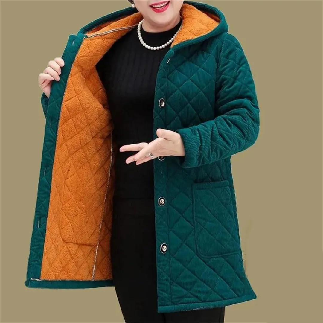 Women's Cotton Coat Plush Warm Parkas Long Hooded Padded Coat