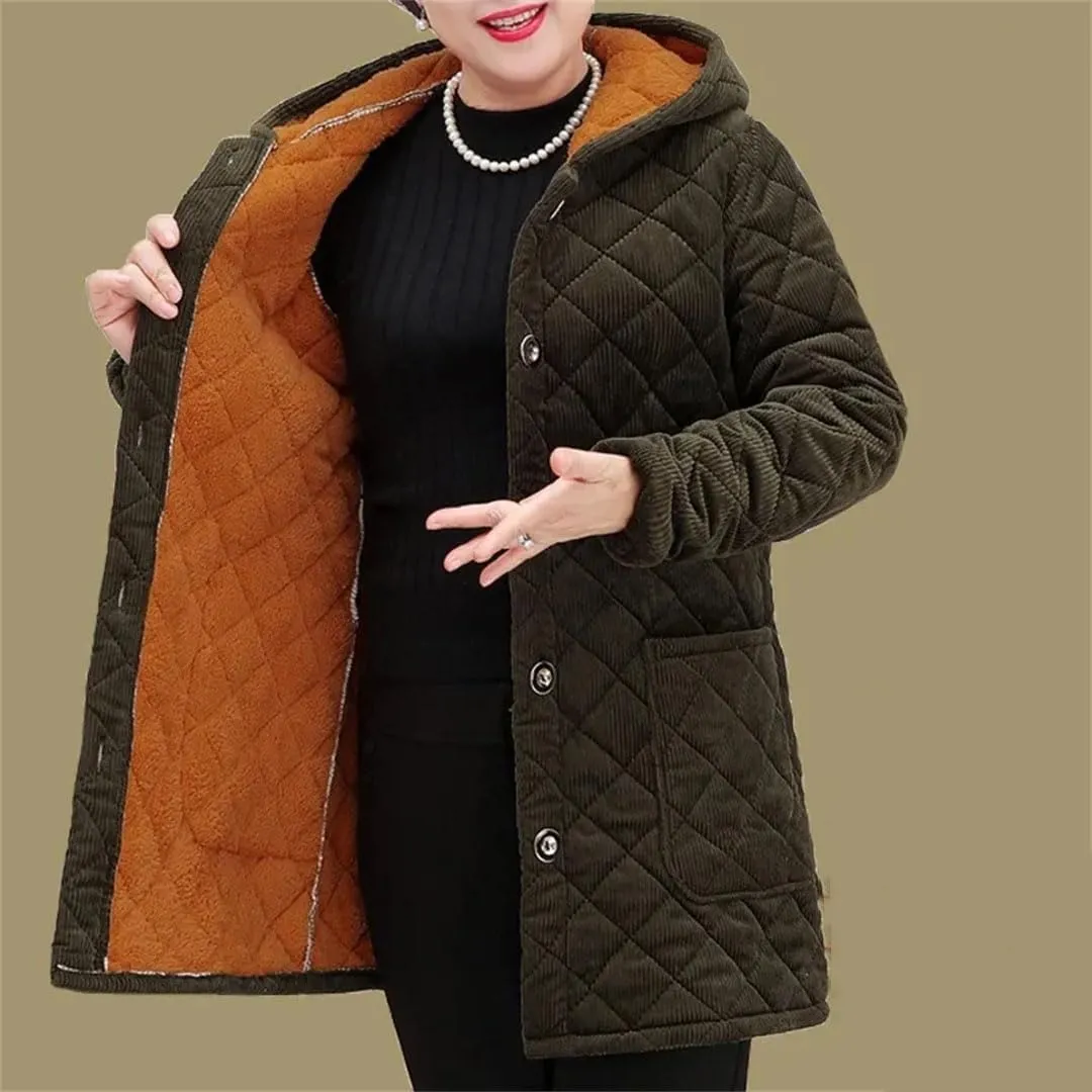Women's Cotton Coat Plush Warm Parkas Long Hooded Padded Coat