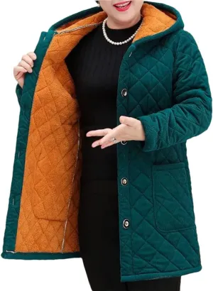Women's Cotton Coat Plush Warm Parkas Long Hooded Padded Coat