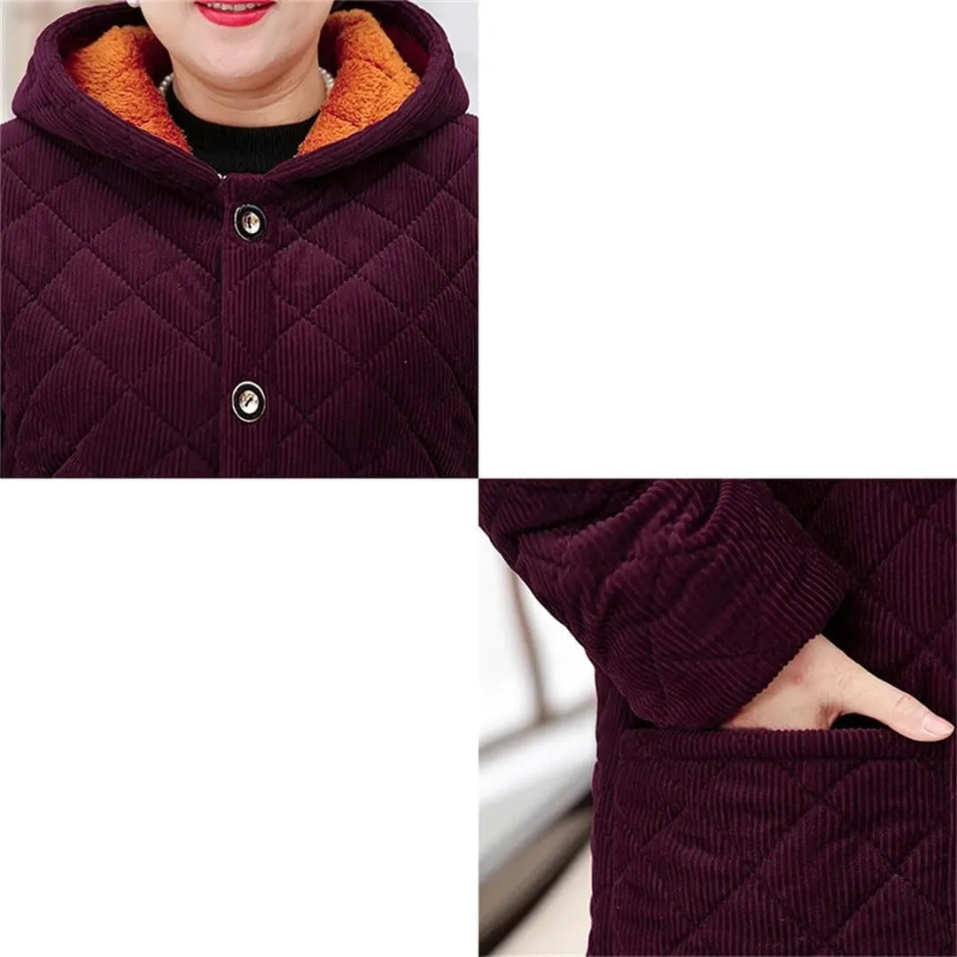 Women's Cotton Coat Plush Warm Parkas Long Hooded Padded Coat