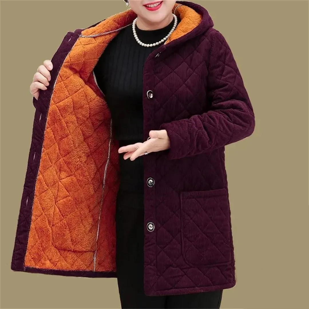 Women's Cotton Coat Plush Warm Parkas Long Hooded Padded Coat