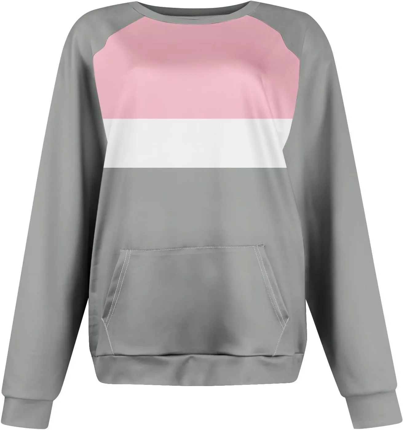 Women's Fashion Sweatshirt 2024 Casual Loose Splicing Color Block Hoodless Wide Hem Long Sleeve Fall outfits Clothes
