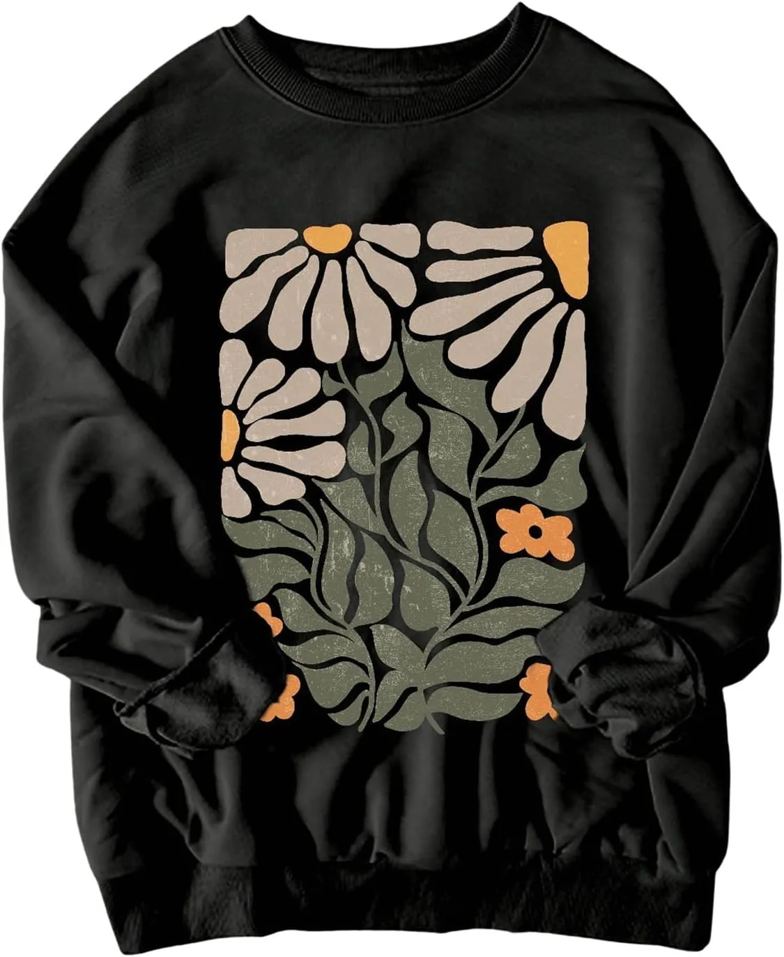 Women's Graphic Drop Shoulder Crew Neck Sweatshirt Long Sleeve Oversized Pullovers