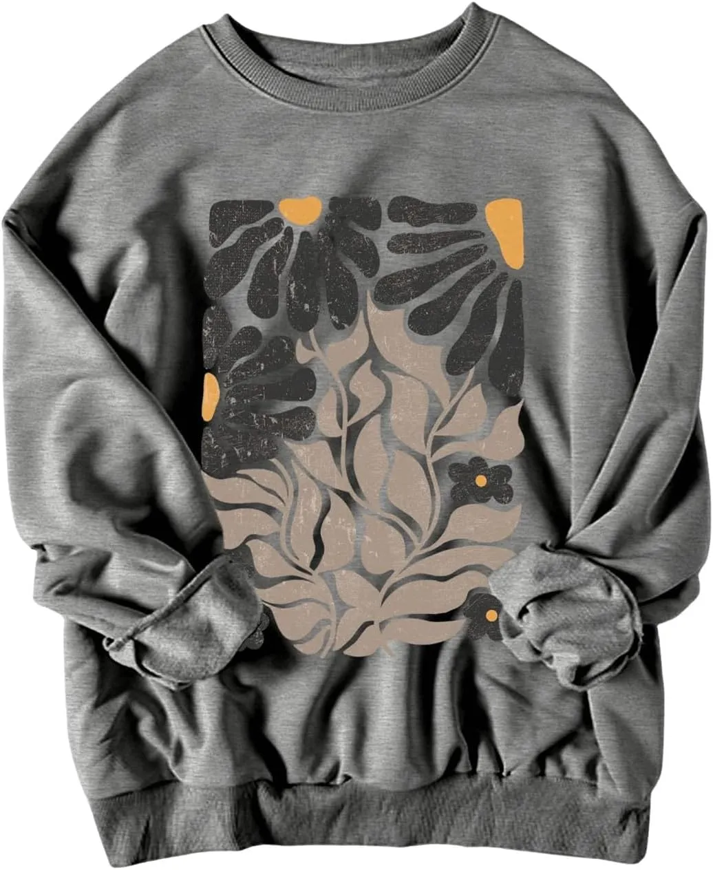Women's Graphic Drop Shoulder Crew Neck Sweatshirt Long Sleeve Oversized Pullovers