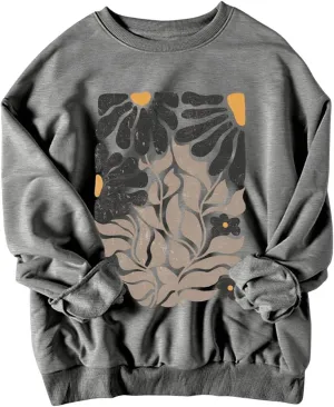 Women's Graphic Drop Shoulder Crew Neck Sweatshirt Long Sleeve Oversized Pullovers