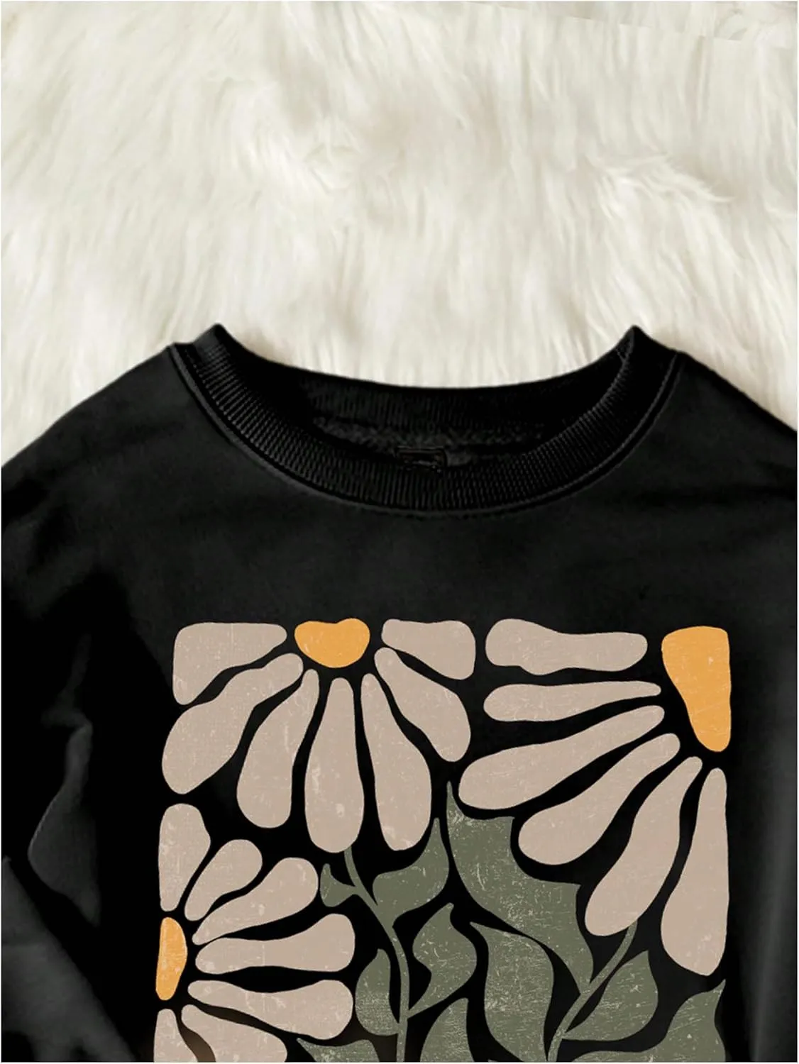 Women's Graphic Drop Shoulder Crew Neck Sweatshirt Long Sleeve Oversized Pullovers