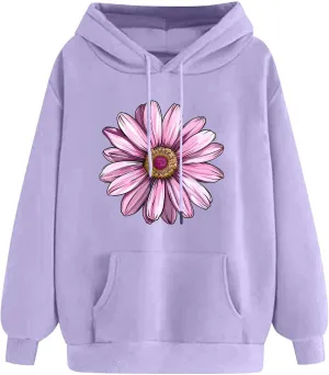 Womens Graphic Hoodies Casual Loose Long Sleeve Oversized Sweatshirts Winter Fashion Outfits 2024 With Pockets