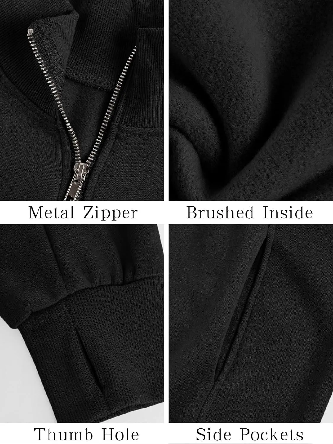 Women's Half Zip Sweatshirts Fleece Stand Collar Long Sleeve Thumb Hole Oversized Pullovers with Pockets