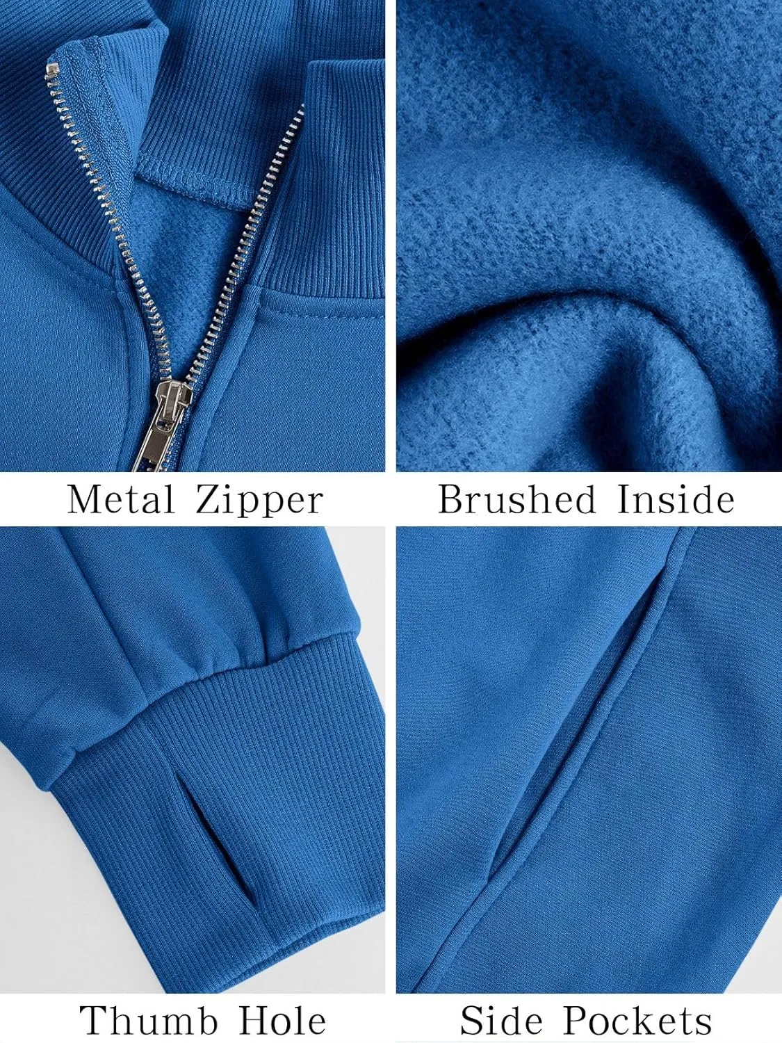 Women's Half Zip Sweatshirts Fleece Stand Collar Long Sleeve Thumb Hole Oversized Pullovers with Pockets