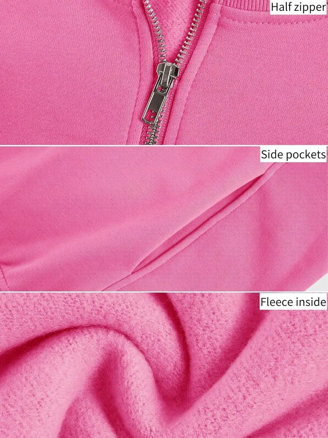 Women's Half Zip Sweatshirts Fleece Stand Collar Long Sleeve Thumb Hole Oversized Pullovers with Pockets