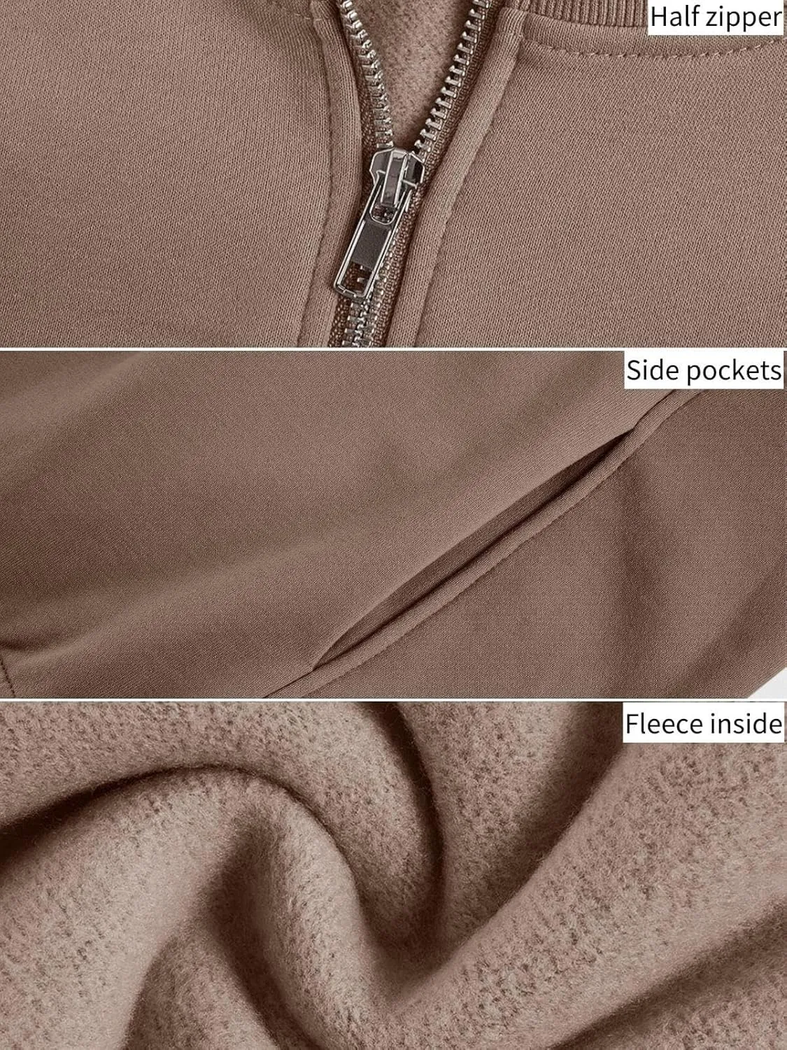 Women's Half Zip Sweatshirts Fleece Stand Collar Long Sleeve Thumb Hole Oversized Pullovers with Pockets