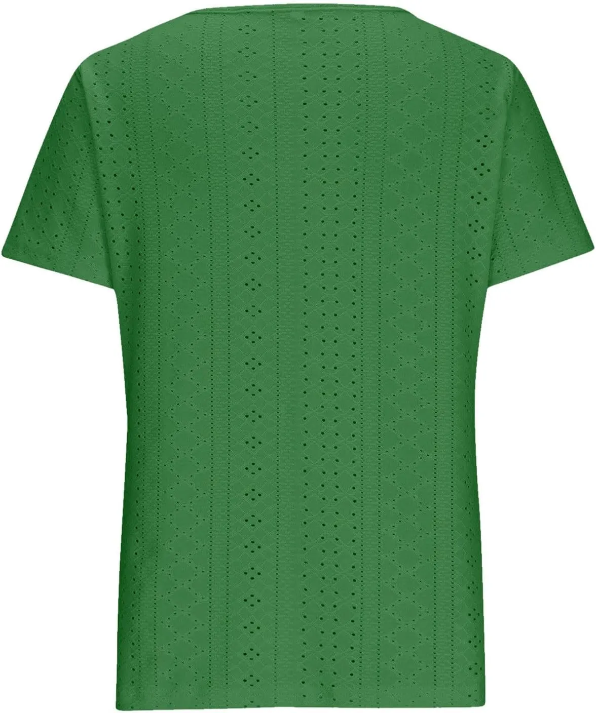 Womens Hollow Shirts Eyelet Scoop Neck Short Sleeve Business Casual Loose Plain Blouses Daily Summer Trendy Tops