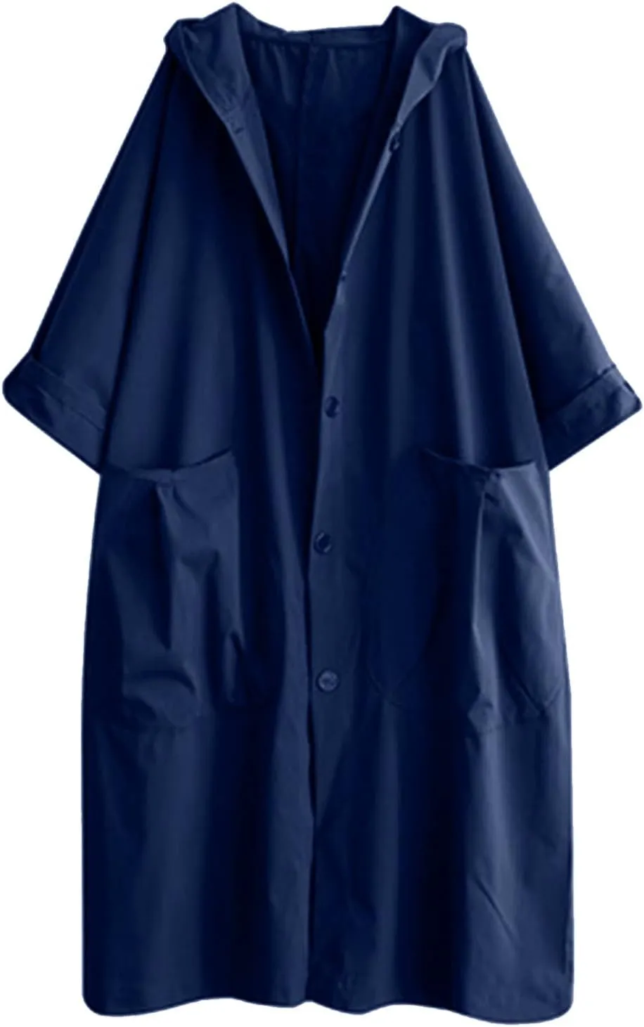 Womens Long Breasted Trench Coat Midi Length Overcoat Jacket Women Anorak