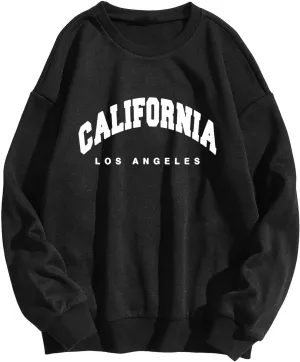 Womens Oversized Crewneck Sweatshirts London Print Crewneck Long Sleeve Pullover Loose Fit Tops Fleece Pullover Fashion 2024