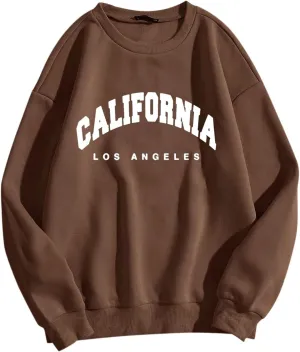 Womens Oversized Crewneck Sweatshirts London Print Crewneck Long Sleeve Pullover Loose Fit Tops Fleece Pullover Fashion 2024