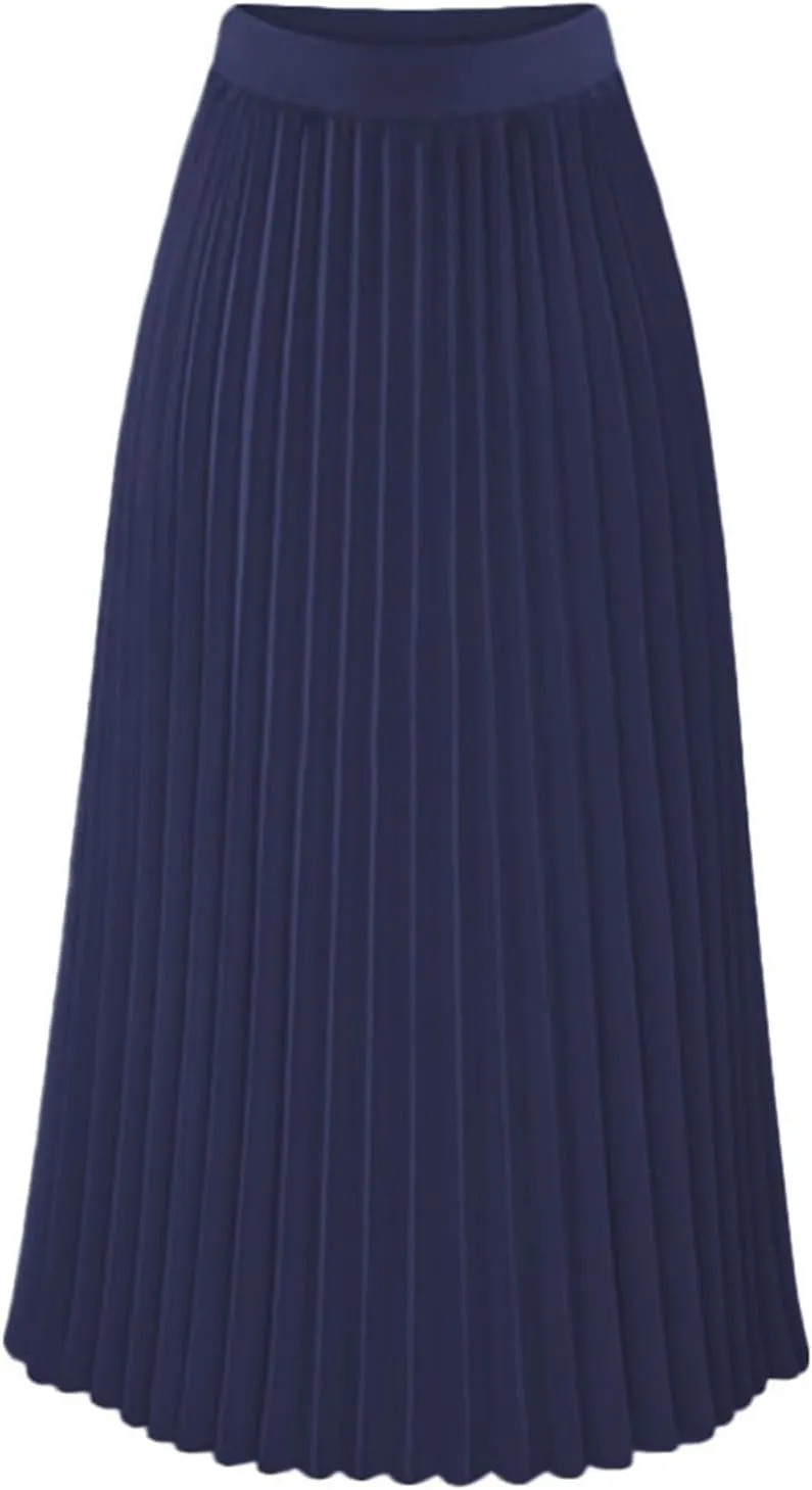 Womens Pleated Long Skirts A Linen High Waisted Swing Flare Midi Skirt Flowy Plus Size Summer Beach Boho Dress