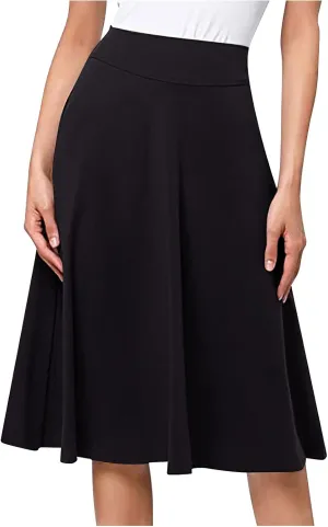 Women's Pleated Midi Skirts High Waist Flare A Line Plus Size Skirt Vintage 2025 Trendy Business Dress
