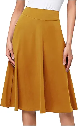Women's Pleated Midi Skirts High Waist Flare A Line Plus Size Skirt Vintage 2025 Trendy Business Dress