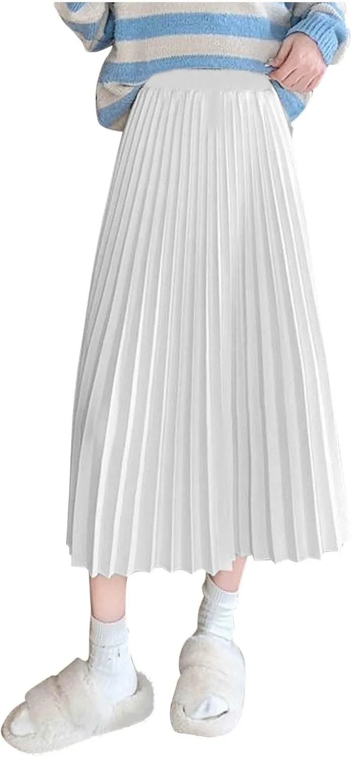 Womens Skirt Summer Midi Long Pleated Skirts High Waisted A Line Dress 2025 Trendy Boho Beach Dresses
