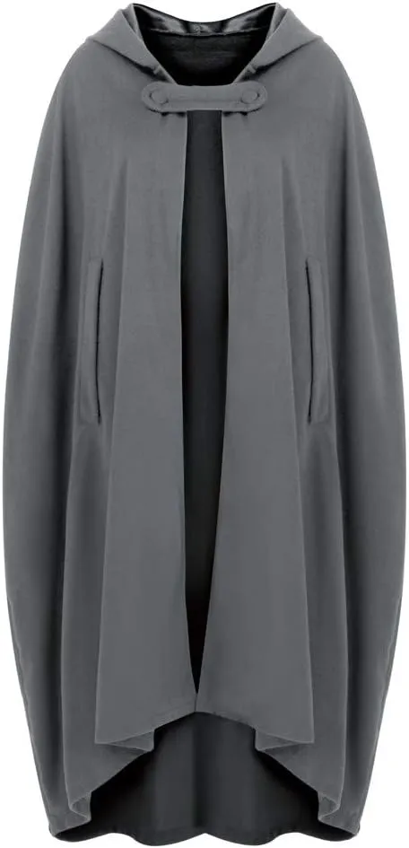 Women's Trench Coat Gothic Long Cloak Autumn And Winter Hoodies Robe Wool Blend Hooded Cape Poncho Maxi Cloak Coat