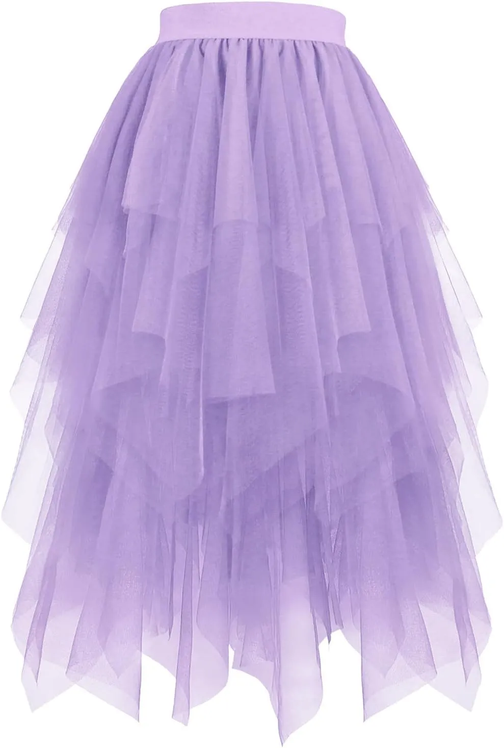 Women's Tulle Skirts High Waisted Puffy Layered Midi Tutu Skirt Ruffle Tiered Fashion Fairy Party Clothes