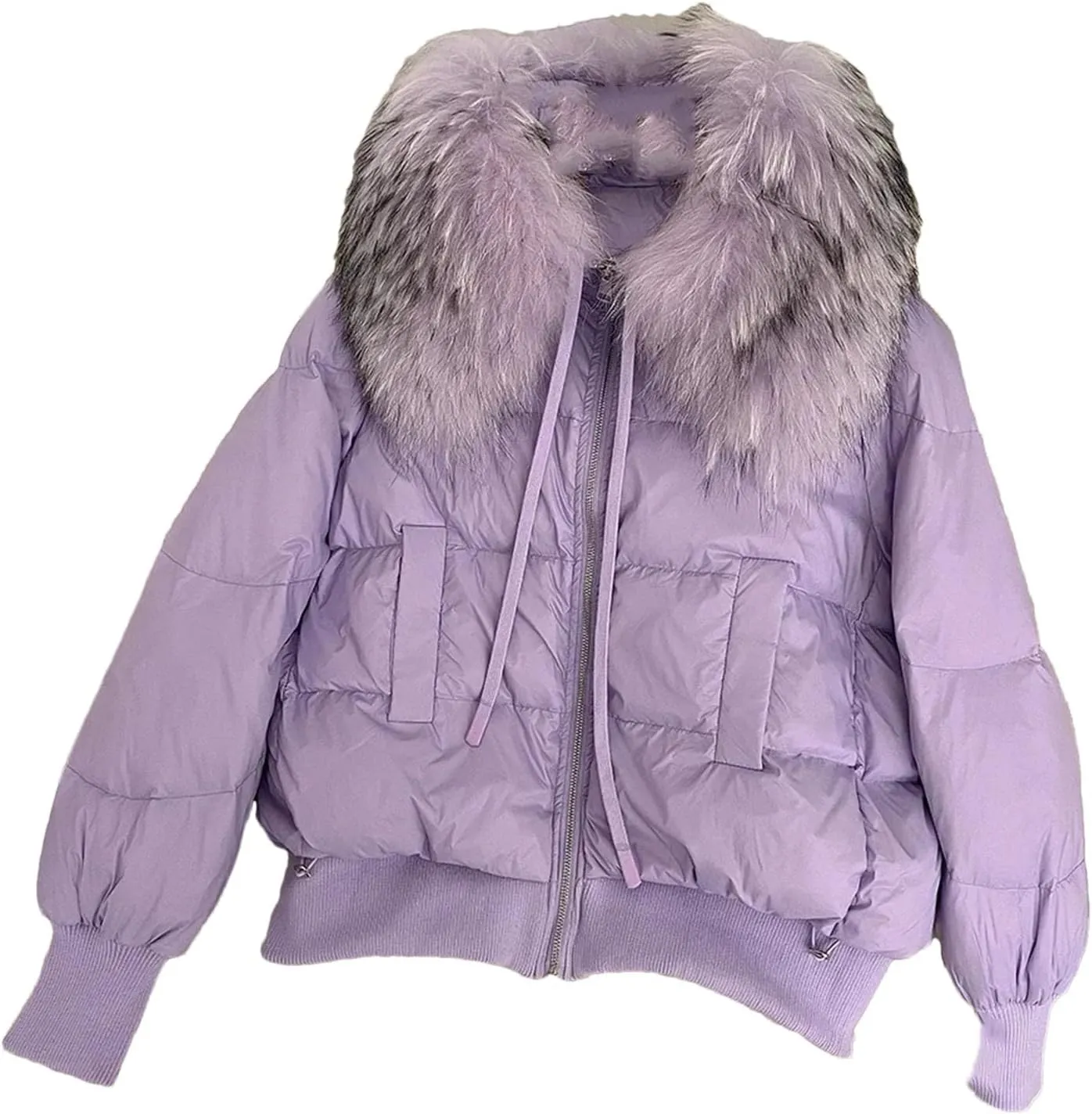 Women's Winter Cotton Padded Jacket Large Thick Warm Coat Short Duck Down Outerwear Purple