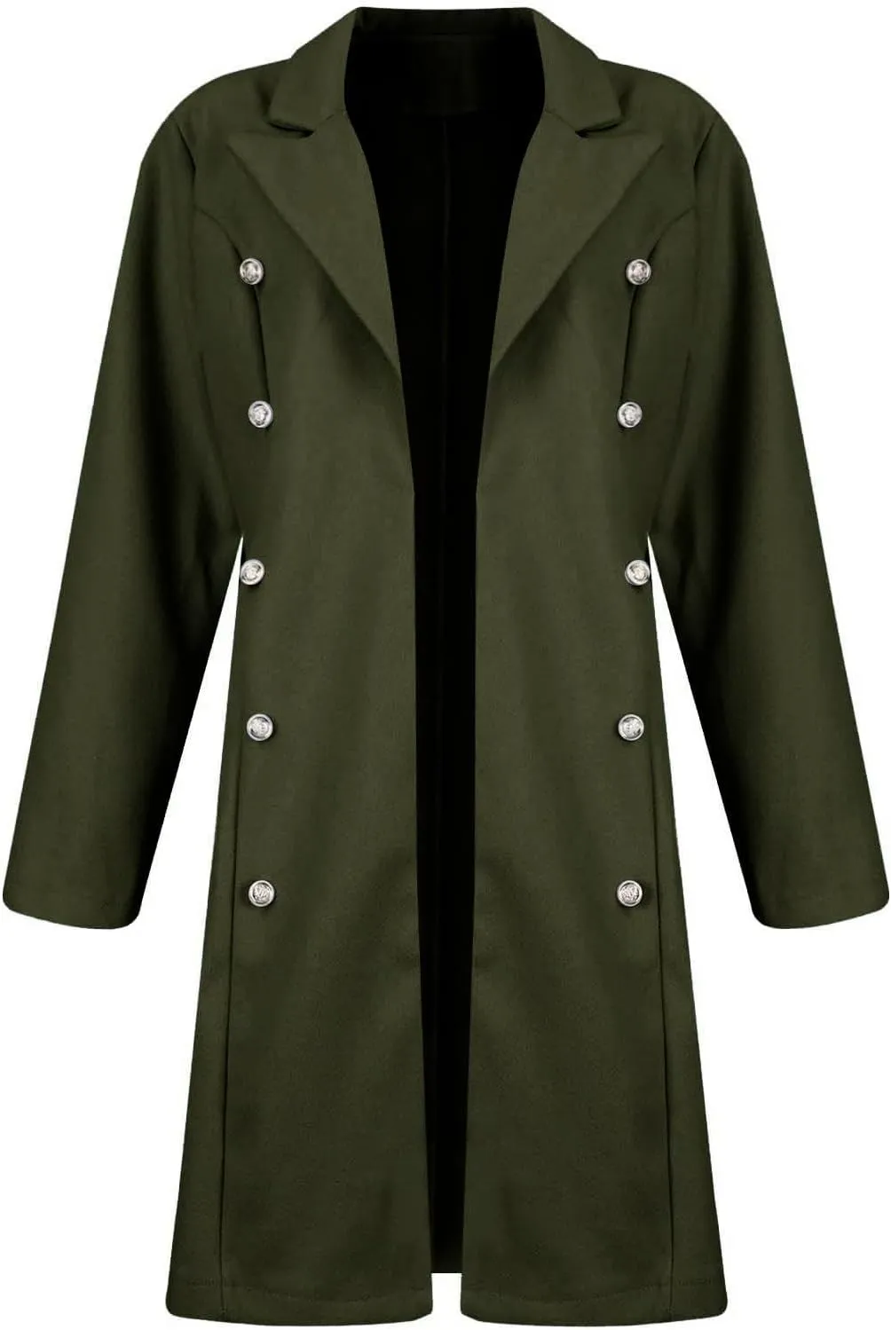 Wool Trench Coat Women Double Breasted Pea Coat Casual Long Sleeve Blazer Notch Collar Jacket Fall Winter Overcoat