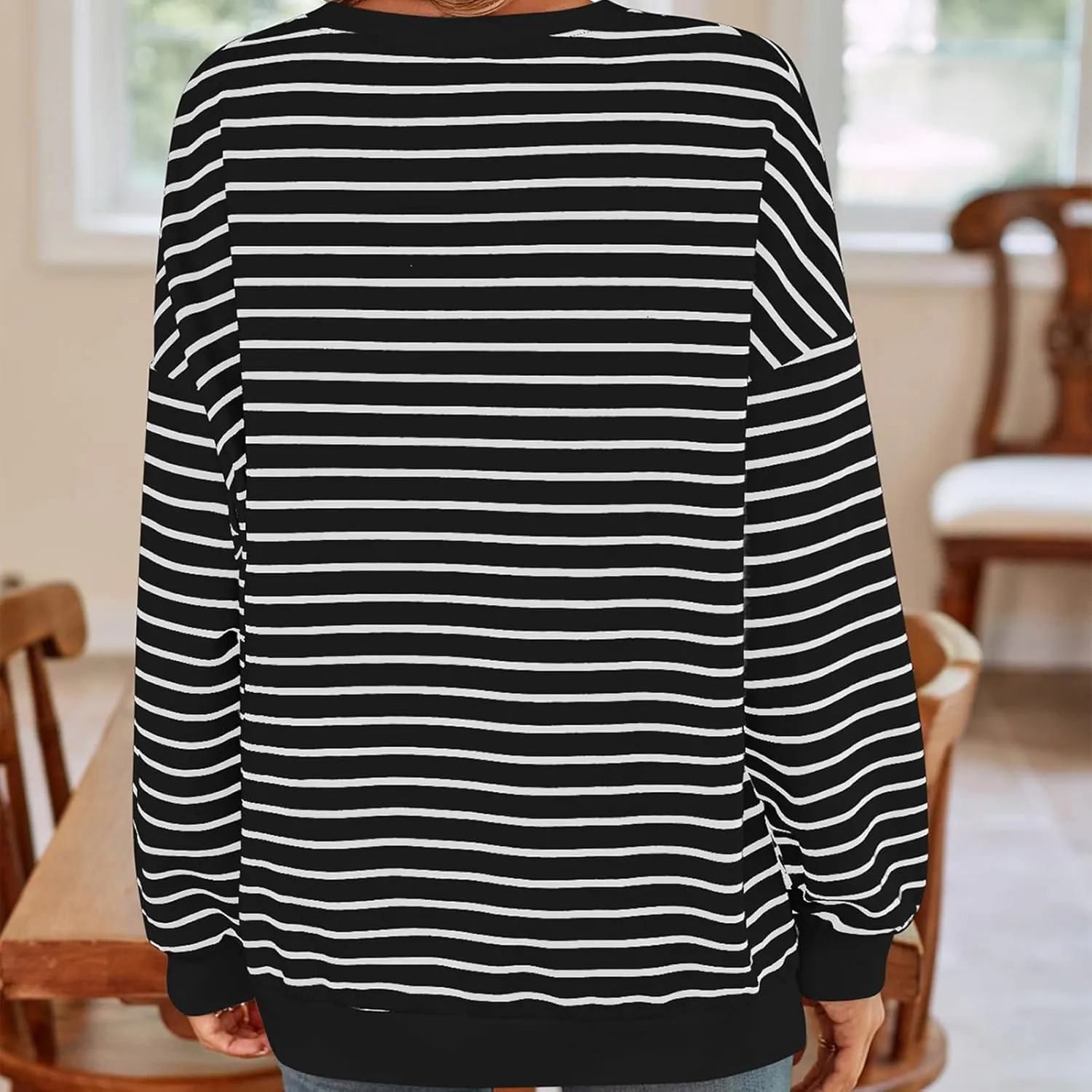 Y2K Sweatshirt Women Striped Oversized Color Block Crew Neck Long Sleeve Shirt Casual Pullover Top 2024 Fall Clothes