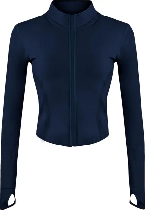 Yeokou Womens Active Zip Up Running Workout Cropped Bbl Athletic Jacket with Thumb Holes