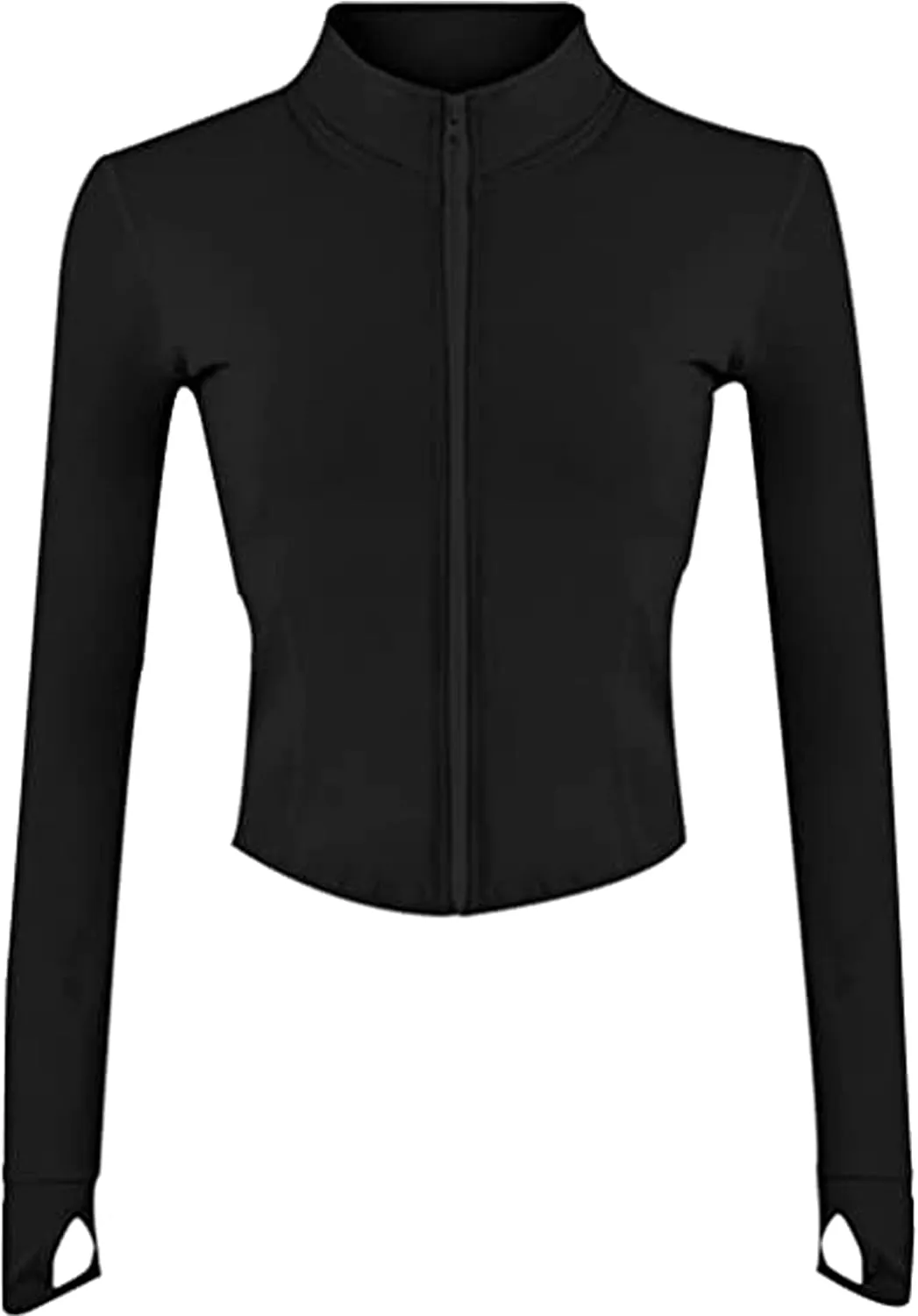Yeokou Womens Active Zip Up Running Workout Cropped Bbl Athletic Jacket with Thumb Holes