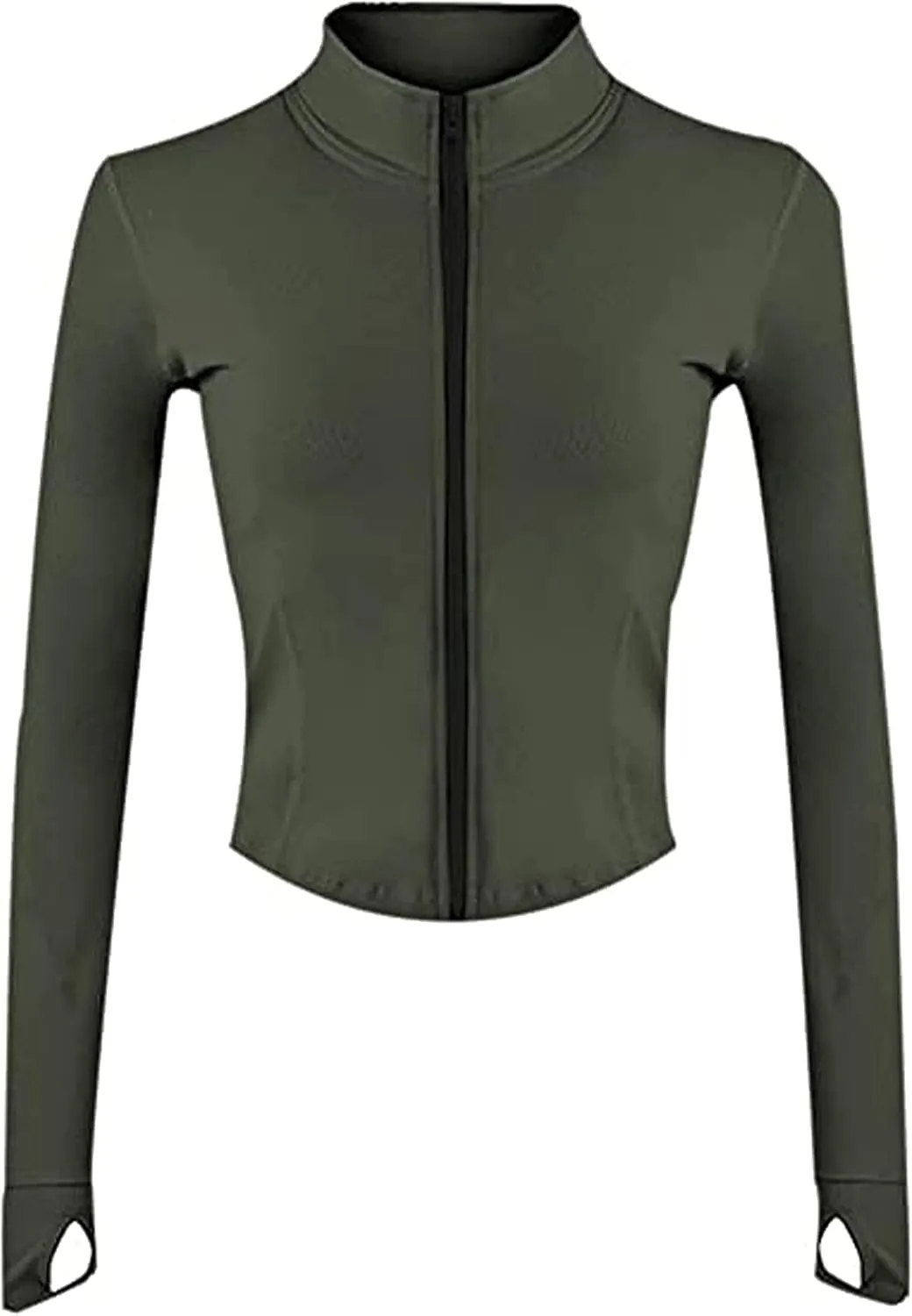 Yeokou Womens Active Zip Up Running Workout Cropped Bbl Athletic Jacket with Thumb Holes