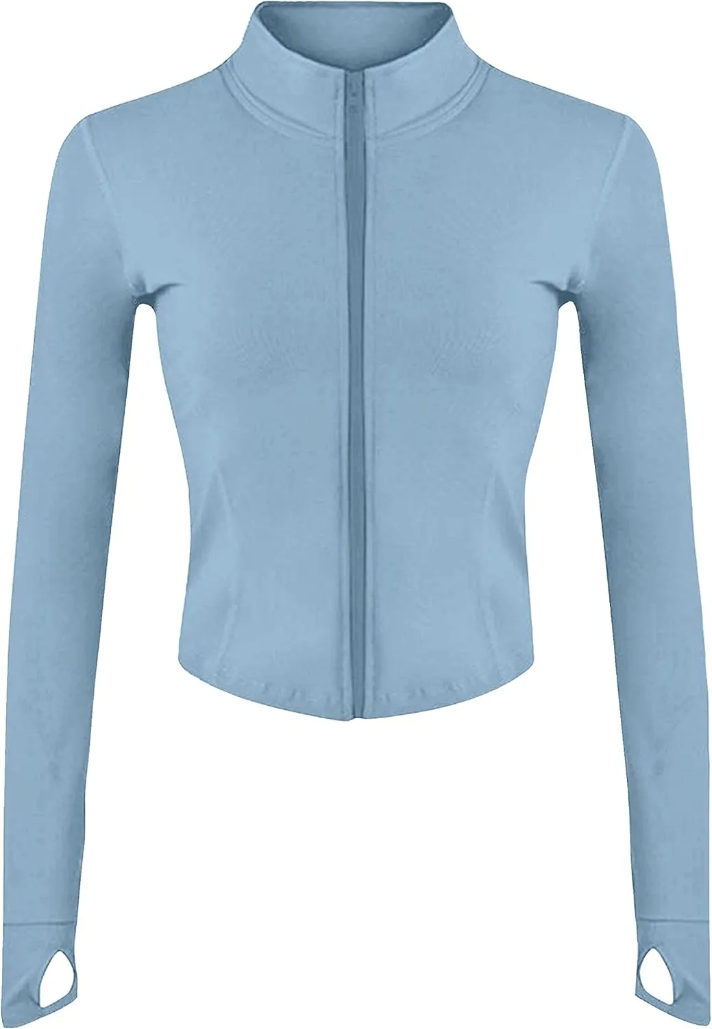 Yeokou Womens Active Zip Up Running Workout Cropped Bbl Athletic Jacket with Thumb Holes
