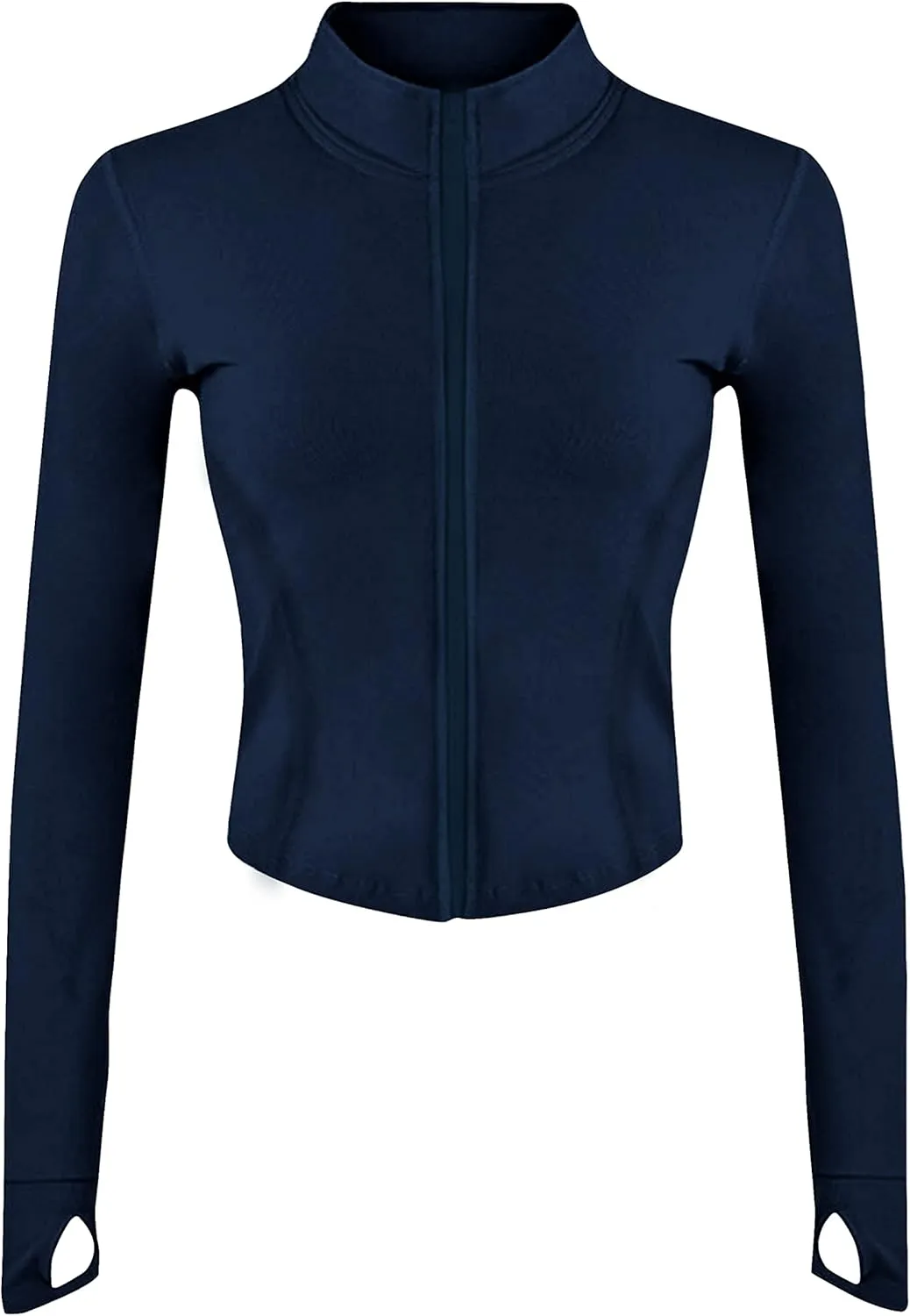 Yeokou Womens Active Zip Up Running Workout Cropped Bbl Athletic Jacket with Thumb Holes