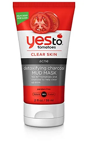 Yes To Tomatoes Clear Skin Detoxifying Charcoal Mud Mask, 2 Fl Oz, For Acne Prone Skin To Draw Out Impurities And Prevent Breakouts, Contains Salicylic Acid, 96% Natural Ingredients